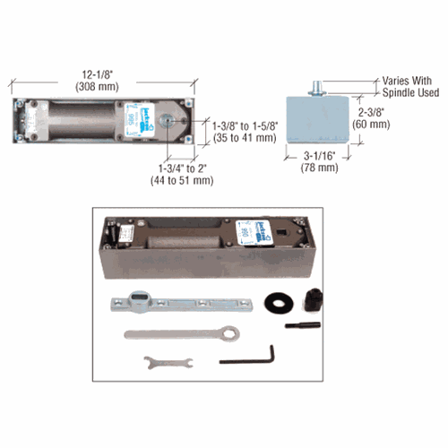 CRL J995BCN Jackson 900 Series 180 Swing Floor-Mounted Closer, Power Adjustable