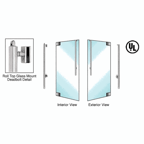 CRL DBR170JS5G1BS Blumcraft Brushed Stainless Right-Hand Roll Top Glass Mount Deadbolt Handle