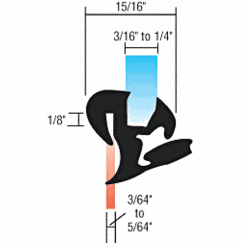 CRL AS1621 Self-Sealing S-Style Universal Weatherstrip for 3/16