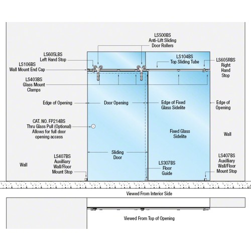CRL LSGM25BS Laguna Series 316 Stainless Double Roller Glass Mount Slider Kit