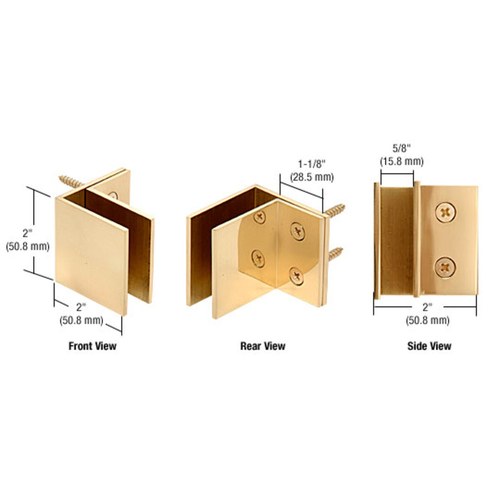 CRL MFCW12 Brass Square Wall Mount Clamp for Mall Front