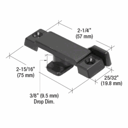 CRL F2595 Krestmark Black Window Sash Lock with 2-1/4