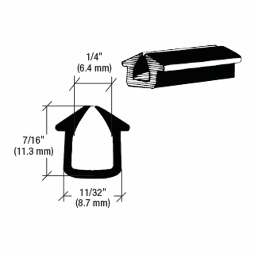 CRL AV539 Rubber Glazing Channel for 1/4