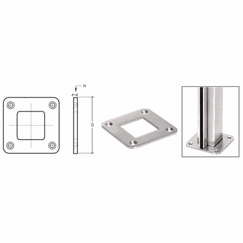 CRL SA30BS Brushed Stainless Square Base Plate for 1.5