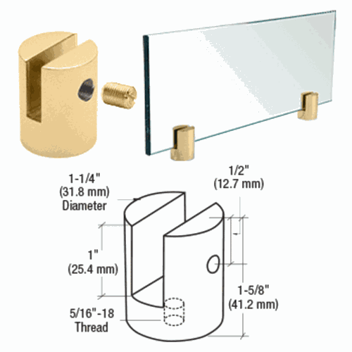 CRL SM12BR Brass Standoff Slot Mount for 1/2