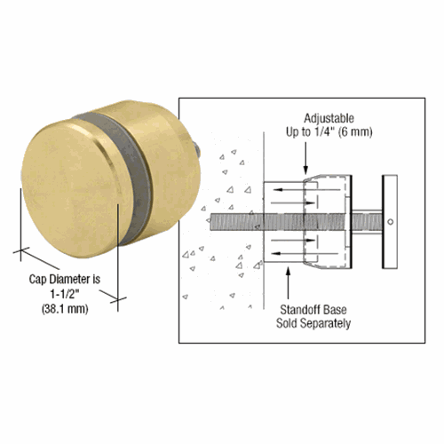 CRL ADJCAP114BR Brass Adjustable Standoff Cap for 1-1/4