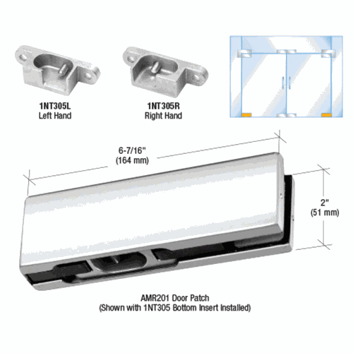 CRL PH10ERPS Polished Stainless RH North American Bottom Door Patch Fitting