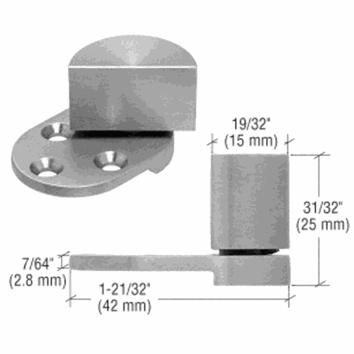 CRL UV6263 Brushed Stainless UV Glass-to-Wood Swing Hinge - Large