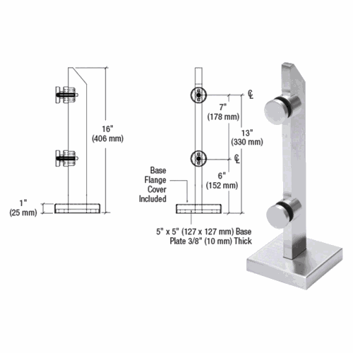 CRL PWC2BS 316 Brushed Stainless Mini Post for Point Support