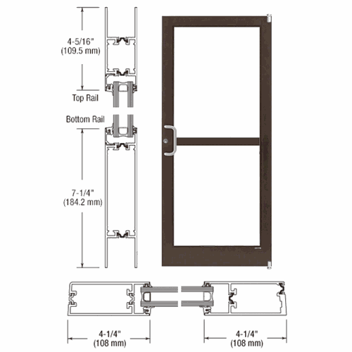 CRL 1Z41222 U.S. Aluminum Dark Bronze Class 1 Custom 400T Thermal Offset Pivot Door