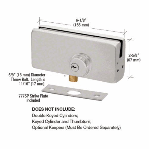 CRL AMR215BS Brushed Stainless AMR215 Series Patch Lock