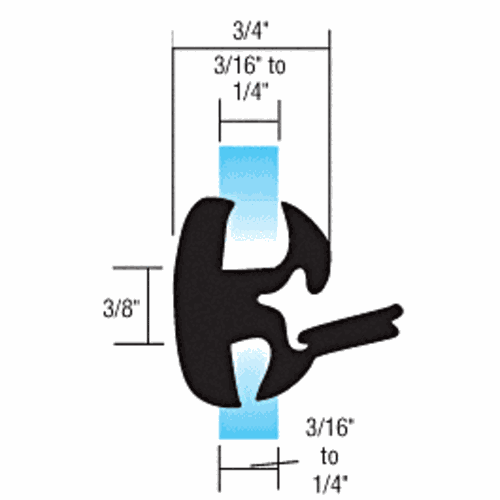 CRL AS1536 Self-Sealing Universal Weatherstrip for 3/16