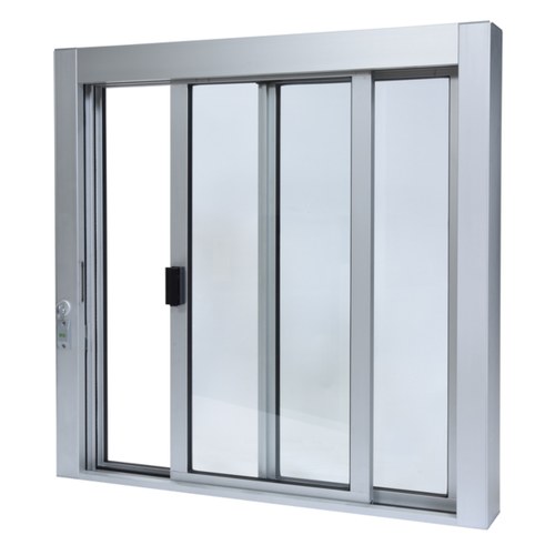 CRL SCDW3636X0GA Satin Anodized Self-Closing Deluxe Service Window with Full Bottom Track