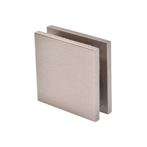 CRL SGCU1BN Brushed Nickel Square Notch-in-Glass Fixed Panel U-Clamp