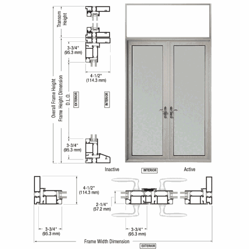 CRL TND92511P0 U.S. Aluminum Clear Anodized Series 900 Swing Out Terrace Door Pair