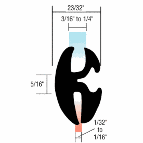 CRL AS1216 Universal Two-Piece Self-Sealing Weatherstrip for Glass Panels