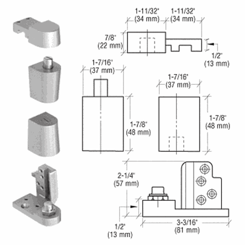 CRL 0P70LHA Aluminum Left-Hand Offset Pivot Set, 0P70 Series