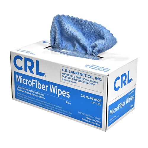 CRL MFW50B Blue Microfiber All-Purpose Wipes, 50 Count Box