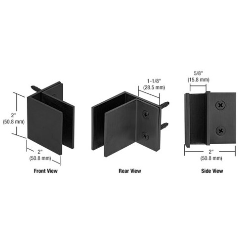 CRL MFCW10MBL Matte Black Square Wall Mount Mall Front Clamp
