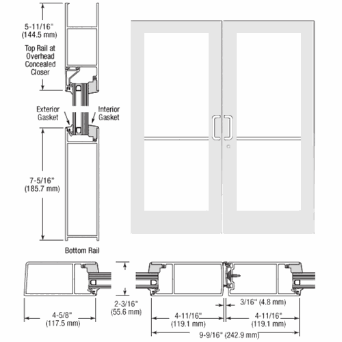 CRL SF62952 U.S. Aluminum White KYNAR Paint IG600 Custom Pair StormFront Gear Hinged Entrance