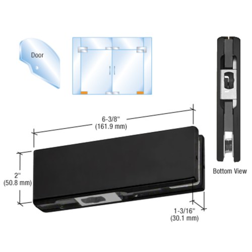 CRL PH10CMBL Matte Black Bottom Door Patch with 1NT301 Insert