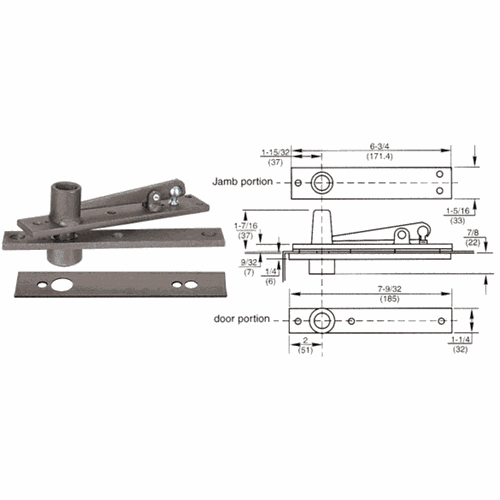 CRL H340DU Rixson Heavy-Duty Center-Hung Top Pivot with Dark Bronze Cover