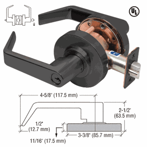 CRL D65ENTMBL Matte Black Heavy-Duty Grade 2 Lever Lockset - Schlage 6-Pin