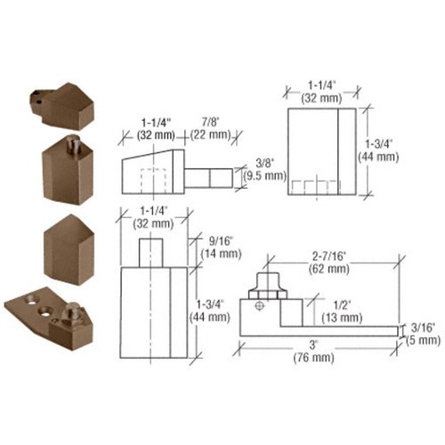 CRL 0P27NHDU Dark Bronze Reversible Pivot Set Flush with Frame