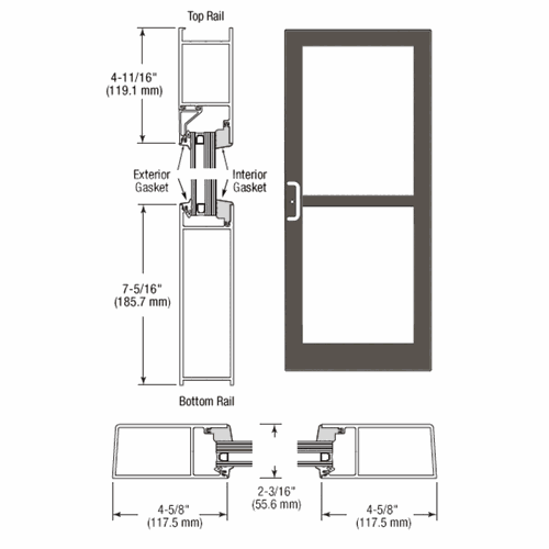 CRL SZ61822 U.S. Aluminum IG600 Series Bronze Black Anodized StormFront Gear Hinged Entrance