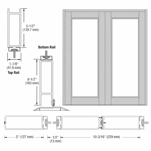 CRL DB92011 U.S. Aluminum Clear Anodized Series 850 Durafront Wide Stile Entrance Doors