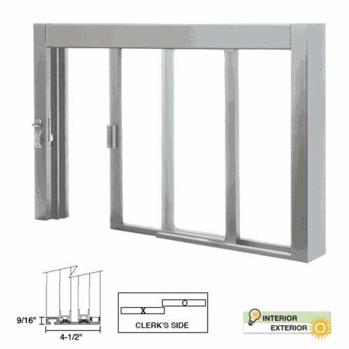 CRL SCDW4836X0UA Self-Closing Deluxe Unglazed Service Window with Half-Track