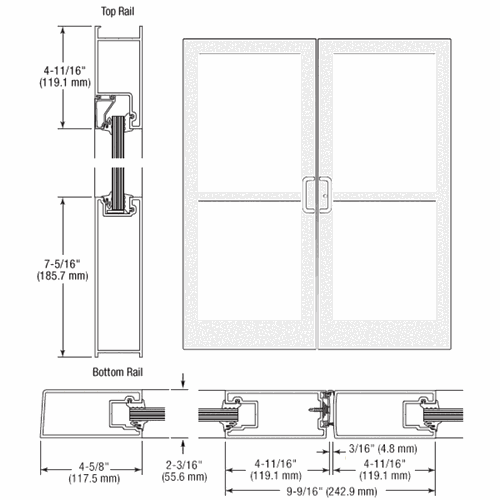 CRL SZ42852 U.S. Aluminum IG500 Series White KYNAR StormFront Gear Hinged Entrance