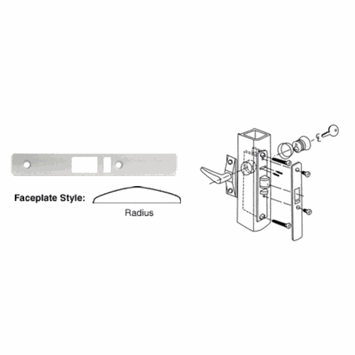 CRL DL2142A Aluminum Radius Faceplate for DL2140 Deadlatch Locks