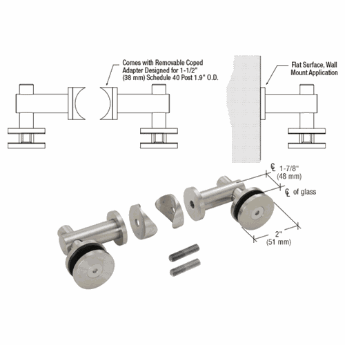 CRL RB51FBS 316 Brushed Stainless Double Arm Fixed Fitting Set for 1/2