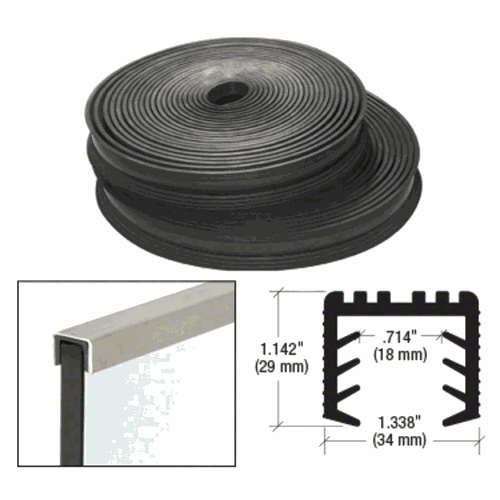 CRL LR251PV Black LR25 Cap Rail Insert for 21.52mm Laminated Glass - 100' (30.5m)