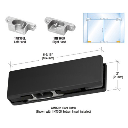 CRL PH11ERMBL Matte Black RH European Bottom Door Patch Fitting