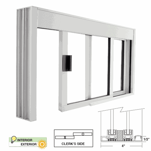 CRL DW4836X0UA DW Deluxe Unglazed Service Window with Half-Track, Standard Size