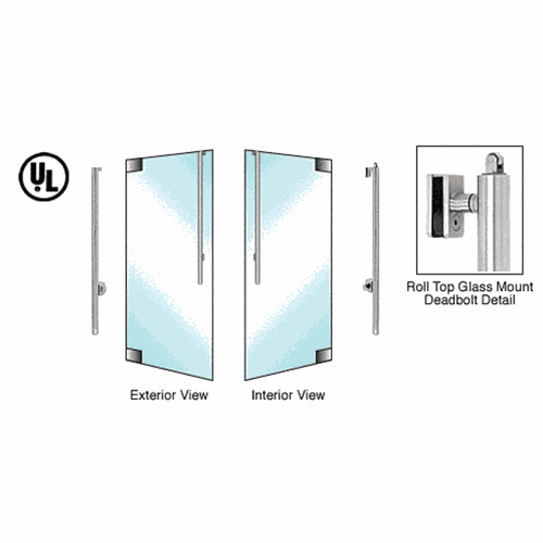 CRL DBR170JS6G1BS Blumcraft Brushed Stainless Left Hand Roll Top Glass Mount Deadbolt Handle