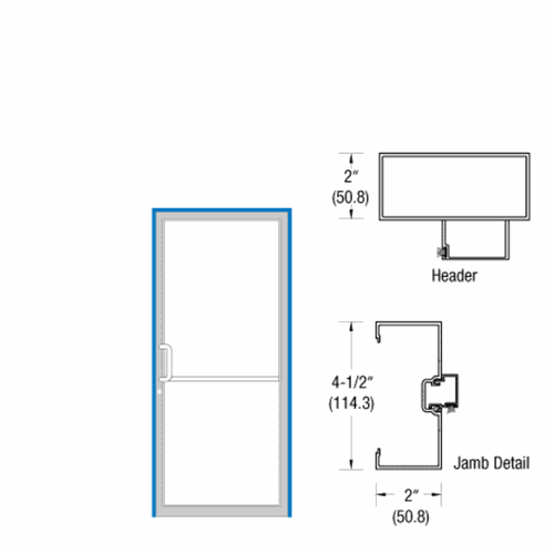 CRL 0B71111L036090 U.S. Aluminum Clear Anodized Class 1 Left Hand Single Door Frame for Overhead Closer