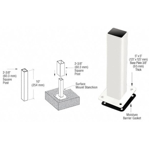 CRL PST5BPW Sky White ARS Surface Mount Stanchion
