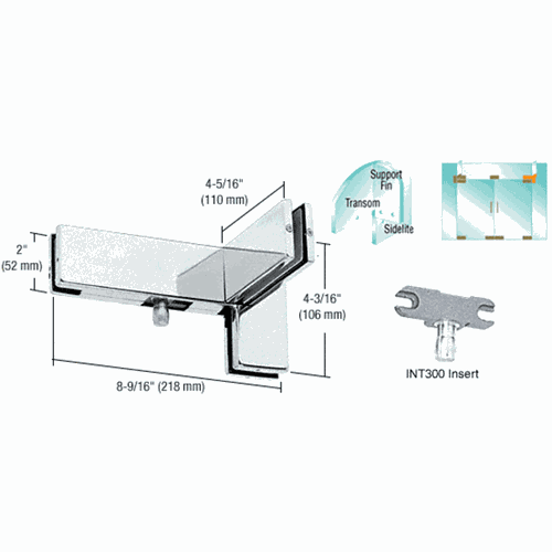 CRL PH41LPS Polished Stainless Left-Hand Sidelite Transom Patch with Support Fin