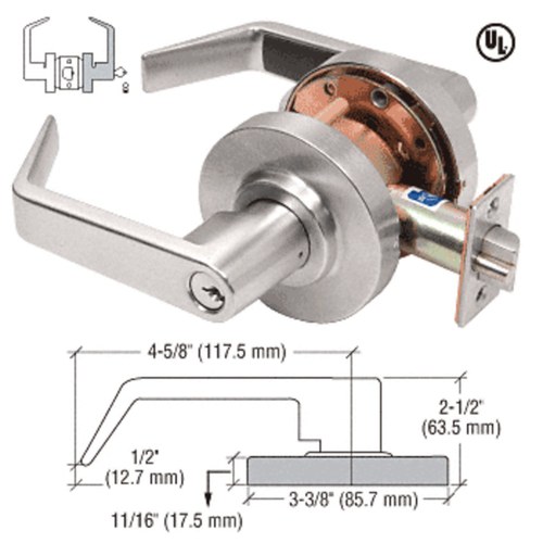 CRL D80STRBN Brushed Nickel Grade 1 Heavy-Duty Lever Lockset - Schlage 6-Pin Storeroom