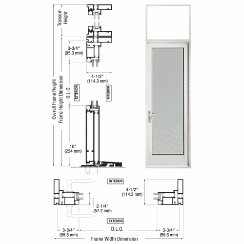 CRL PNA91552L0 U.S. Aluminum KYNAR 925 White Left Swing Transom Patio Door Hinge