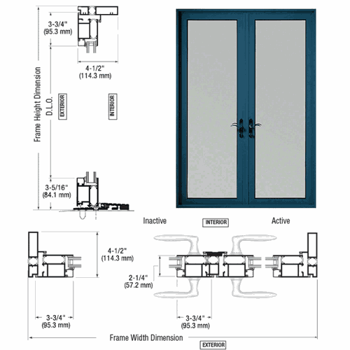CRL PL92271P0 U.S. Aluminum KYNAR 925 Patio Door Pivot Hinge Pair, Swing Out