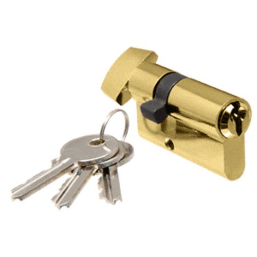 CRL EC4BR Polished Brass Keyed Cylinder Lock with Thumbturn