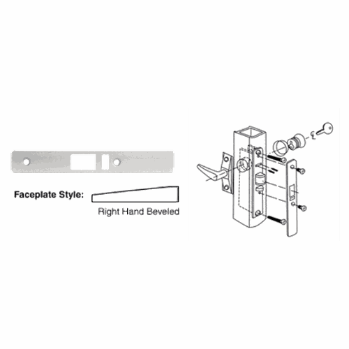CRL DL2145A Aluminum Right-Hand Beveled Faceplate for DL2140 Deadlatch Locks