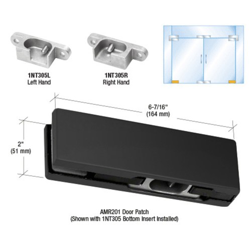 CRL PH11ELMBL Matte Black Left-Hand European Bottom Door Patch Fitting
