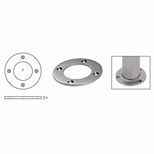 CRL SA25BS Brushed Stainless Round Base Plate for 1.5