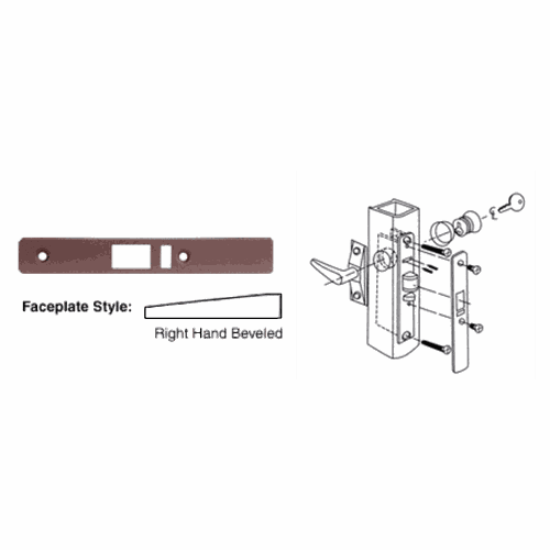 CRL DL2145DU Dark Bronze Right-Hand Beveled Faceplate for DL2140 Deadlatch Locks