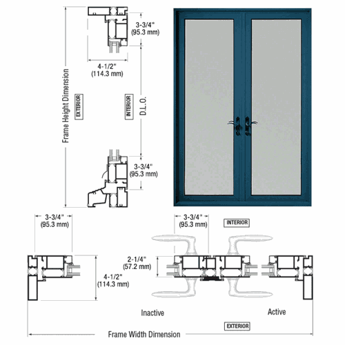 CRL TD92271P1 U.S. Aluminum Custom Painted Series 900 Terrace Doors - Swing In Pair